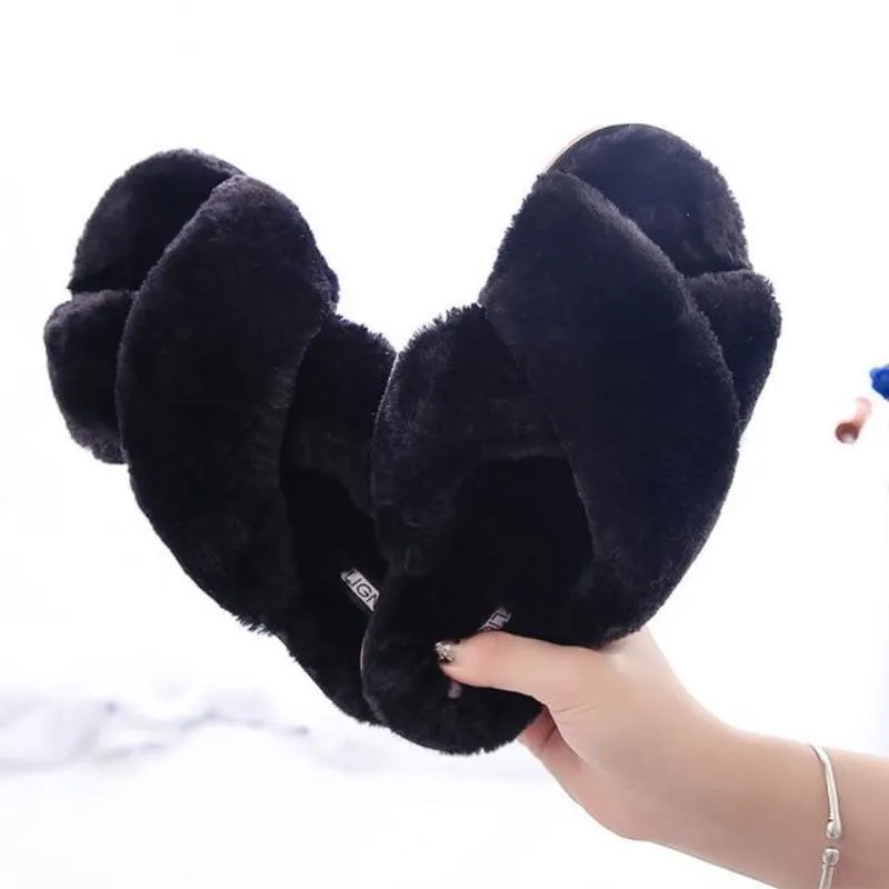 Warm Faux Fur Soft Plush Furry Slippers