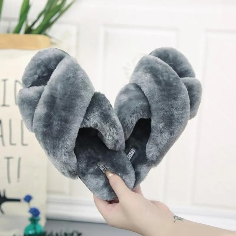 Warm Faux Fur Soft Plush Furry Slippers