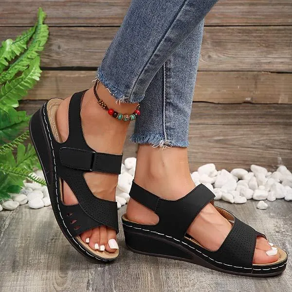 Women's Casual Wedge Sandals with Velcro Straps 74134606C